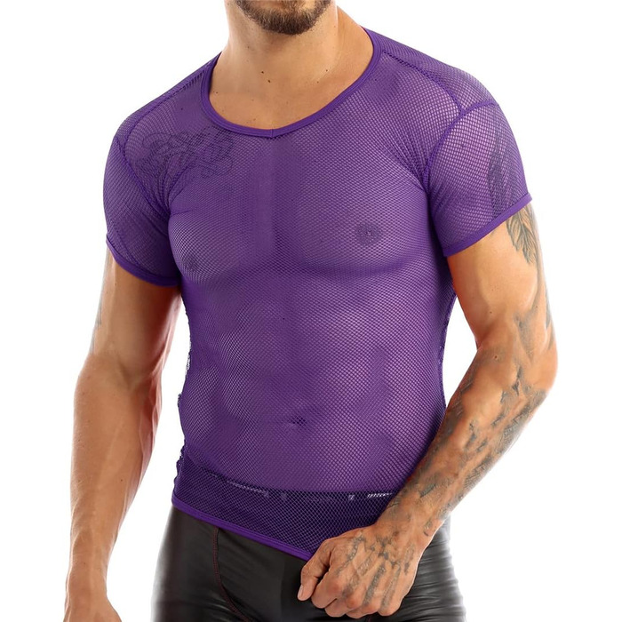 Чоловіча сітчаста футболка з прозорою тканиною для нічного клубу, клубний одяг, прозора майка-топ, футболка 'рибача сітка'