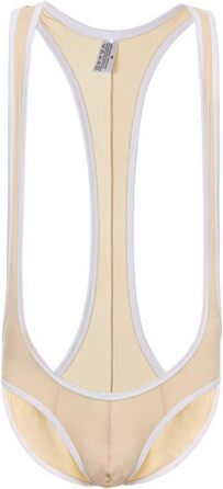 Чоловічий прозорий боді Faringoto для боротьби (комбінезон, лонгслім) - колір персиковий, розмір L