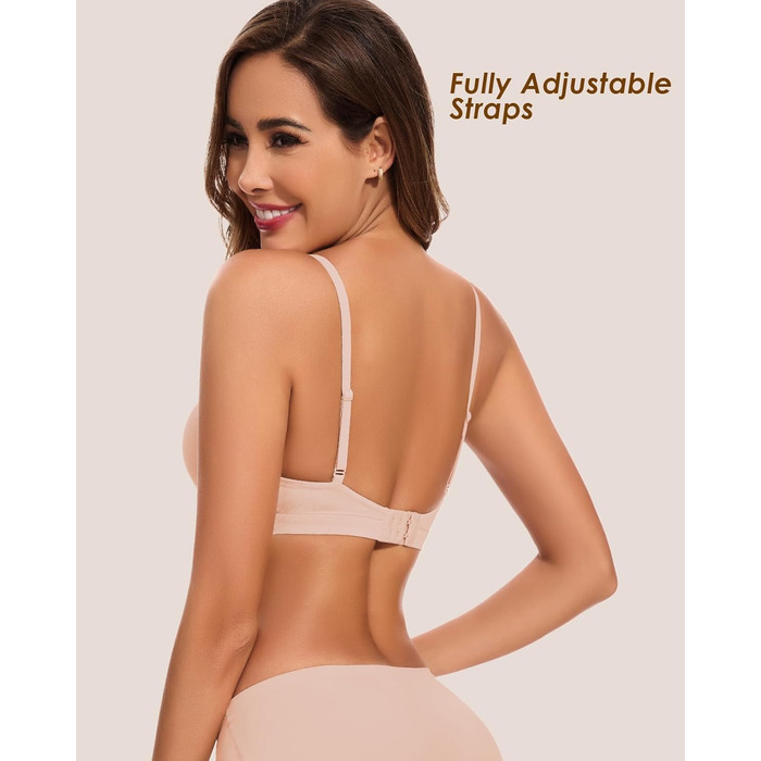 Трикутник бюстгальтер WOWENY без кісточок, бралетт, безшовний, з м'якими чашечками, для топу, бюстгальтер V-подібного вирізу, з подовжувачем, бежевий, розмір S