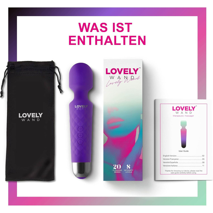 Вібратор для жінок Lovely Wand Violett - 20 режимів, акумулятор, водонепроникний