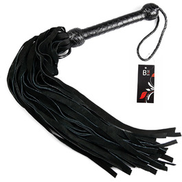 Чорна гертка для SM/BDSM з 36 ременями, 75 см, ручної роботи з 100% шкіри, Bondage