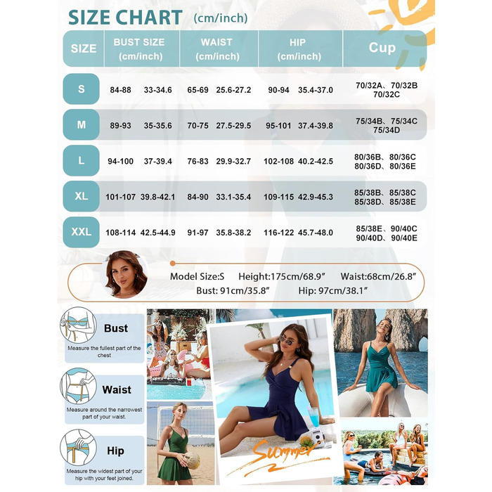 Купальник жіночий Badeanzug Damen з V-подібним вирізом, push-up, суцільний, для схуднення, пляжний, літній (темно-синій, S)