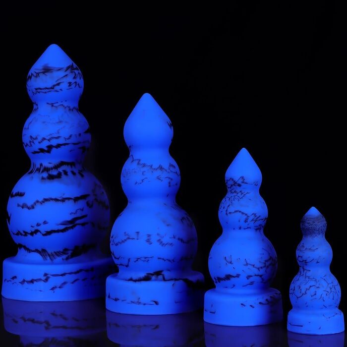 Анальний плагін Jixaxe Riesen з соскою, силікон, XXL, для пар, синій, екстра великий