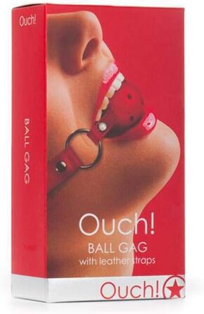 Кнебель для рота та шиї Shots Ball Gag з гумовим м'ячем та баром - червоний, 1 шт.