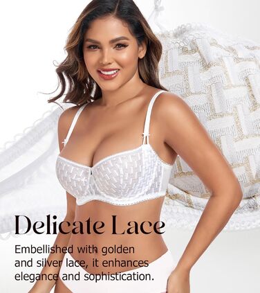 Домашній мереживний бюстгальтер DotVol з м'якими чашечками Balconette (85D, білий)