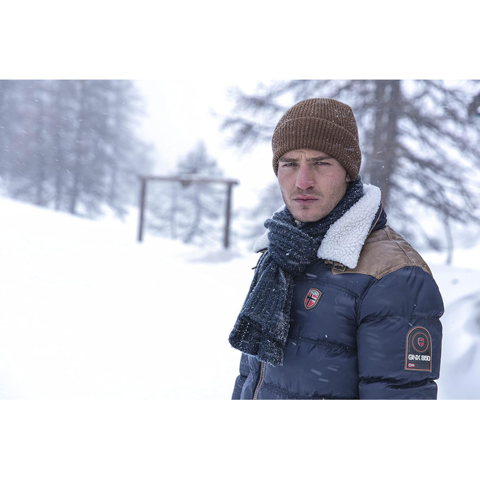 Чоловіча зимова куртка Geographical Norway — тепла стібана куртка-пуховик, колір хакі, розмір XXL
