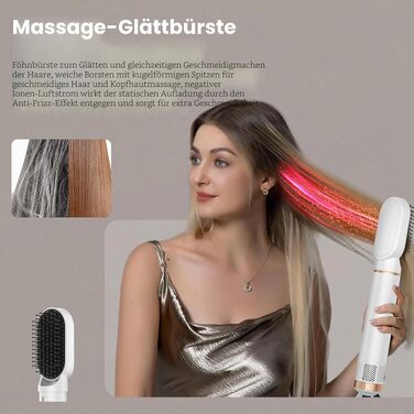 Набір стайлер для волосся 5 в 1 Haarstyler 1000W: фен, круглі щітки, вирівнювач та керлер для всіх типів волосся (чорний)