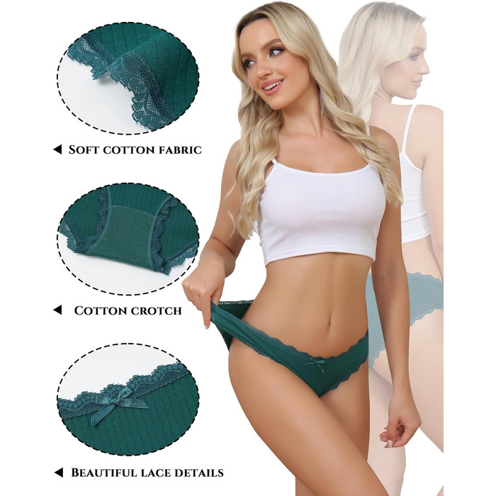 Сліпекс жіночі труси Levao 6 шт. бавовна мереживо дихаючі, комплект трусиків для жінок, S-XXL, 6 кольорів