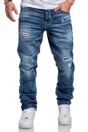 Чоловічі джинси Amaci&Sons Regular Straight Fit з ефектом Destroyed, світло-блакитні, модель 7984 (32W/32L)