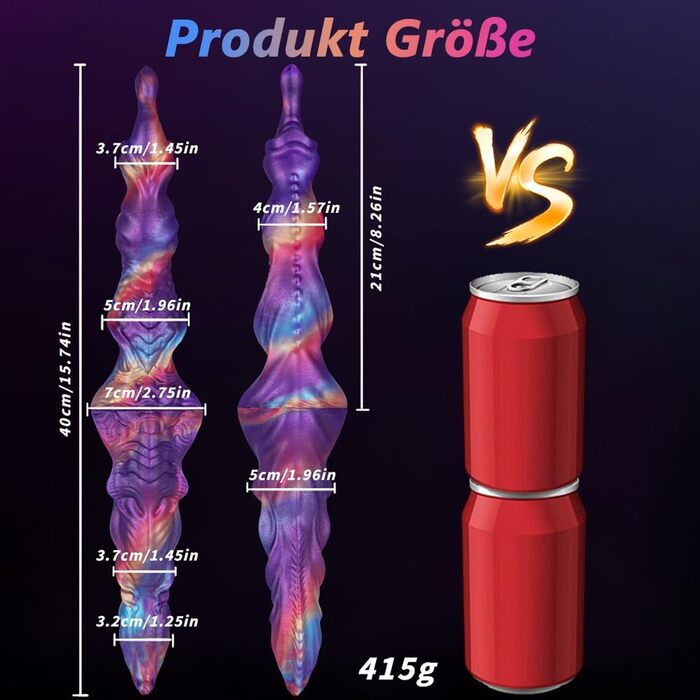 Анальний стимулятор з силікону Hmxseu Monster Doppeldildo - подвійний дildo, 34 см, для жінок, чоловіків, пар