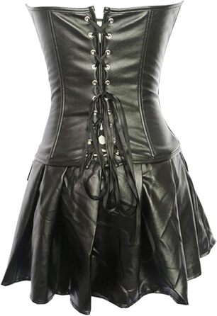 Корсет з екошкіри, сукня-корсет, латексний ефект, червоний колір, розмір 4XL, чорний колір