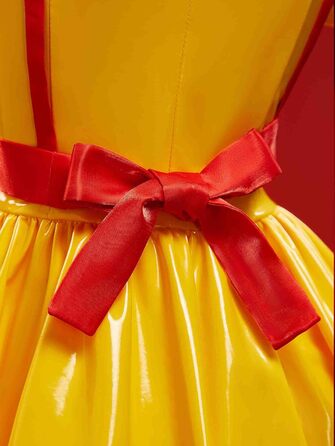 Костюм покоївки Mobbunny для жінок, сексуальна білизна, комплект форми покоївки, набір для Хелловіну, жовта сукня зі спідницею та капелюшком