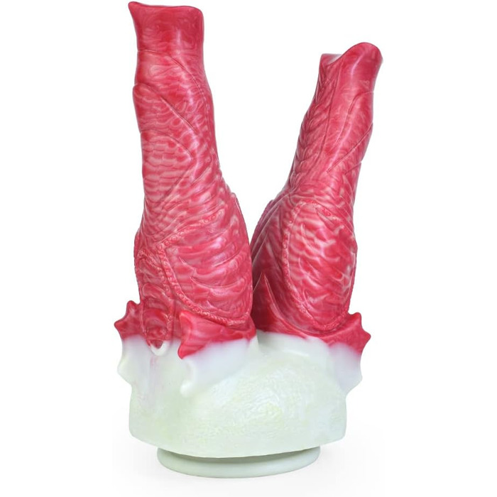 Двофалічний секс-іграшка Jixaxe з силікону, червона (для вагінальної та анальної стимуляції)