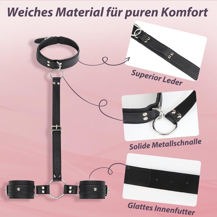 Набір для БДСМ для пар: кайдани, наручники та нашийник з регульованої шкіри. Інтимні іграшки для жінок та чоловіків