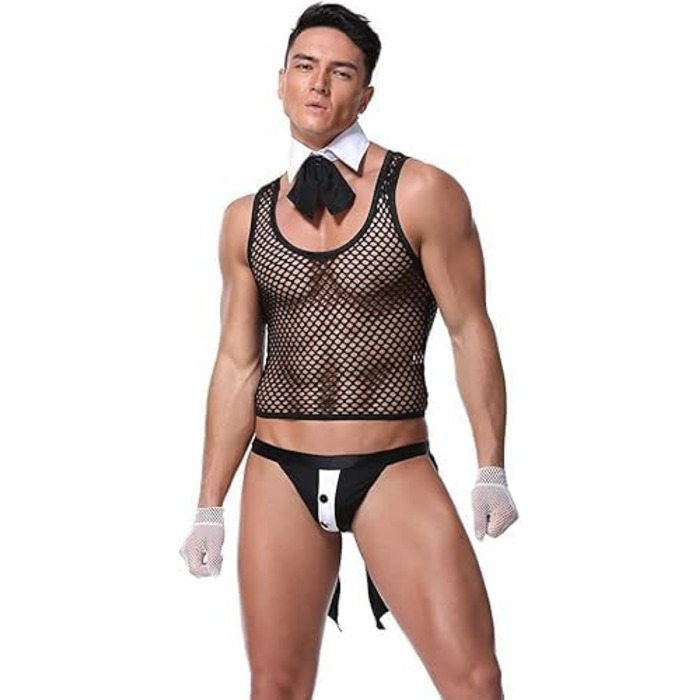 Сексуальна спідня білизна для чоловіків: комплекти, комбінезони для клубів, костюми офіціантів. Костюми для косплею, аксесуари з шнурком. Розмір універсальний