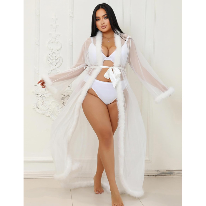 Штани-комбінезон з пір'я Ohyeahlady для жінок, сексуальний халат кімоно, довгий прозорий мереживний халат, пір'яний халат, жіноча нічна сорочка великих розмірів, бікіні, покриття для купальника, нігліж, халат з поясом, пляжне плаття, подарунок на День свя