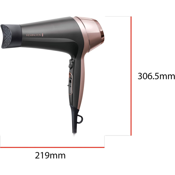 Фен для волосся Remington Curl & Straight D5707 з іонізацією, 2200 Вт, набір для стайлінгу (дифузор, конічна насадка, кругла щітка 45 мм)