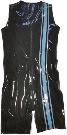 Чоловічий боді з латексу Gaylop, чорно-жовтий, розмір XXL - боді з блискавкою, без рукавів, комбінезон для дорослих