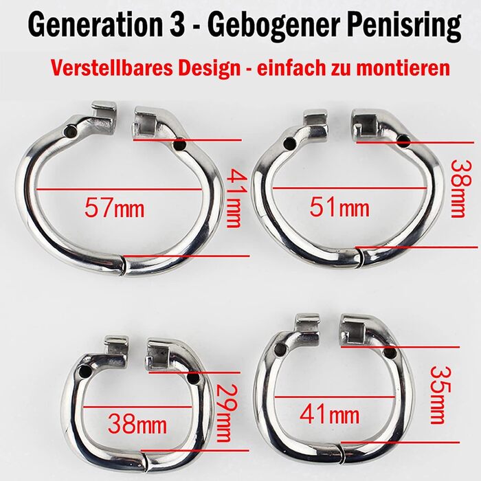 Металевий кайдан для статевого члена з нержавіючої сталі, 57 мм, срібний. Кайдан для статевого члена, пристрій для контролю, сексуальні іграшки для чоловіків.