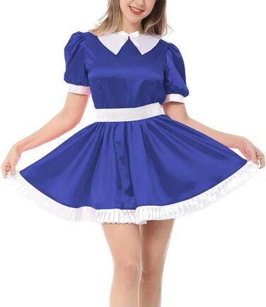 Сукня чоловіча Sissy з рюшами, у стилі Лоліта, великі розміри, для рольових ігор, свят, вечірок на Хелловін (Блакитний, S)