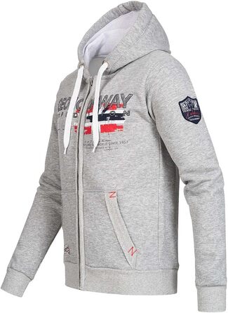 Чоловіча толстовка на блискавці Geographical Norway з капюшоном, сіра (розмір S)