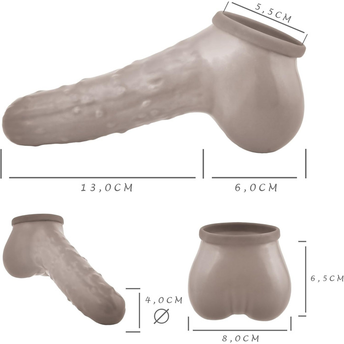 Штучний презерватив-чохальце TOYLIE з дизайном огірка, довжина 13 см