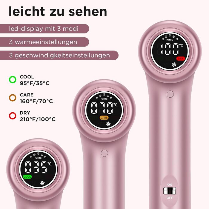 Професійний іонний фен для волосся PARWIN PRO BEAUTY з безщітковим двигуном 110,000 RPM, магнітним диффузором та LCD-дисплеєм, рожевий