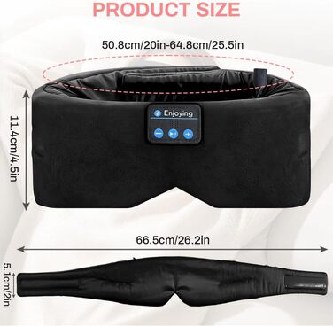 Маска для сну з Bluetooth-навушниками flintronic V5.4, бездротові стереонавушники для сну, медитації та подорожей, чорна
