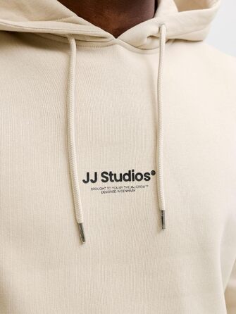 Чоловічий худі з капюшоном та принтом JACK & JONES, колір Moonbeam, розмір XXL