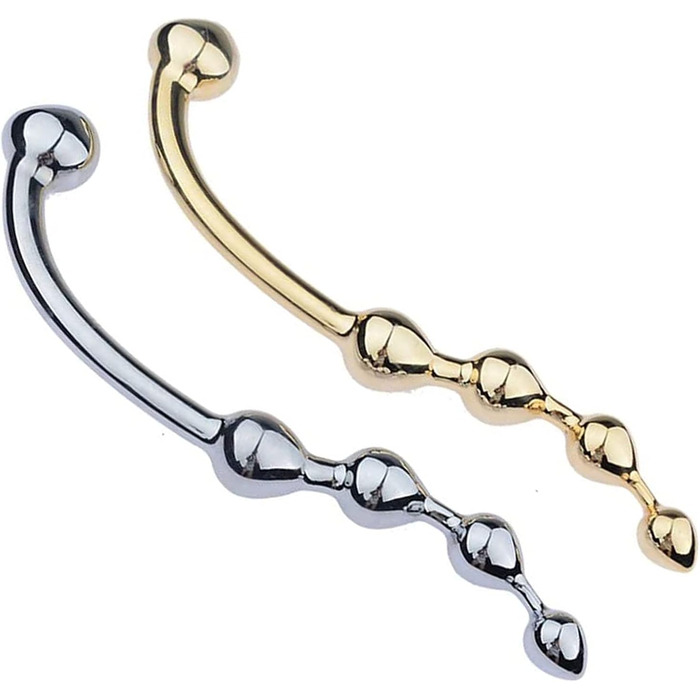 Анальний плаг з подвійним наконечником з нержавіючої сталі для масажу простати та стимуляції G-точки. Підходить для чоловіків та жінок.