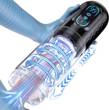 Електричний мастурбатор для чоловіків з 9 режимами, телескопічною та ротаційною функцією масажу - 3D модель