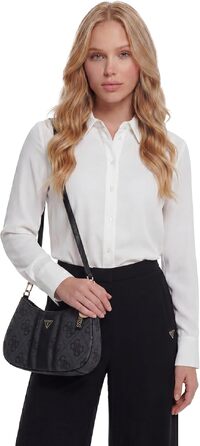 Жіноча сумка-кросбоді GUESS Noelle II Top Zip Shoulder Bag з логотипом, колір Coal