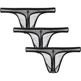 Чоловічі труси-сліпи BIATWOWR, труси-танга, прозорі, сексуальні, чорні, розмір L
