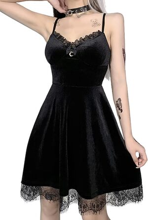 Чорне вечірнє плаття-сорочка з вирізами, готичний стиль, міді, сукня Місяць XXL