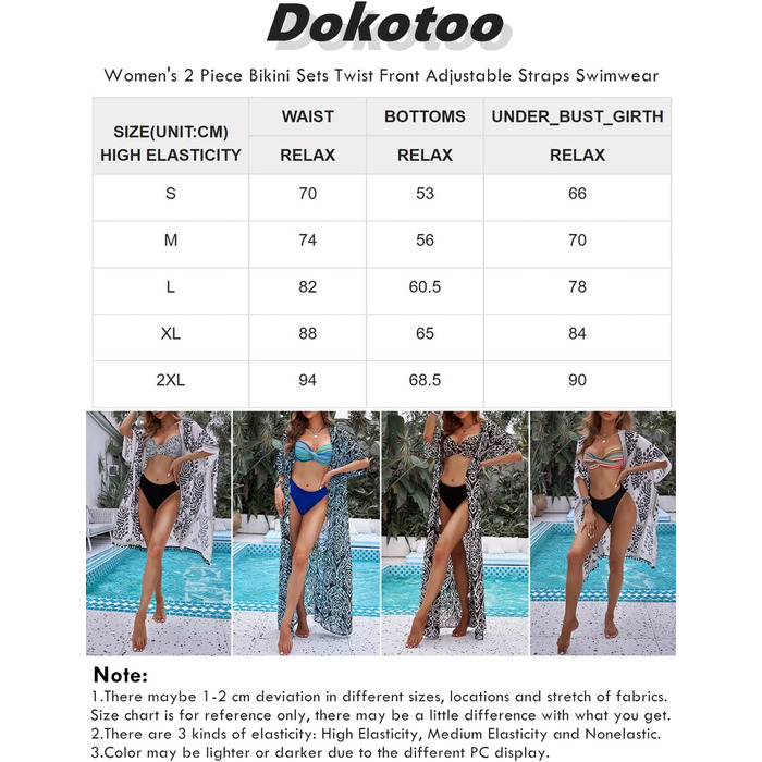 Бікіні Dokotoo Push Up, Комплект з перехресними бретелями, Купальник жіночий, Розміри S-XXL, Багатокольоровий