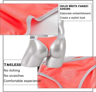 Танга чоловічі BIATWOWR з м'якої та зручної тканини. Модель з великим місцем для мішка. Оранжево-чорно-блакитні, розмір L