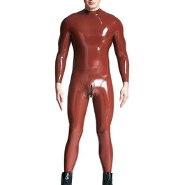 Комбінезон з латексу для чоловіків TIANXIAOQWE, темно-червоний, з блискавкою в паху, розмір XXL