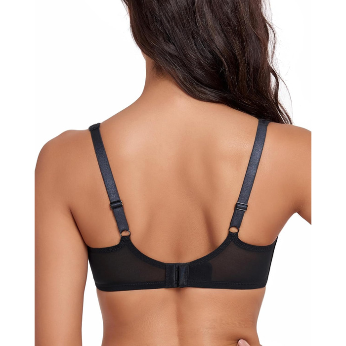 Дирндль бюстгальтер Lemorosy для жінок з кісточками, balconette, з м'якими широкими бретелями, чорний 85B