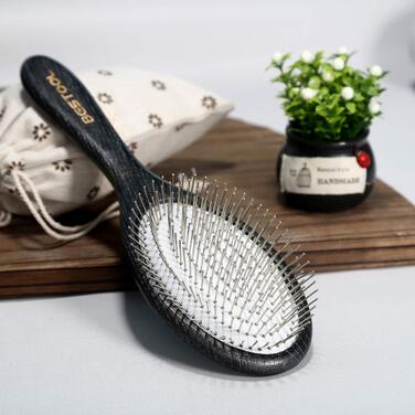 Масажна щітка для волосся BESTOOL антистатична Paddle Detangler з металевими щетинками для розплутування кучерявого та довгого волосся (вологе та сухе)