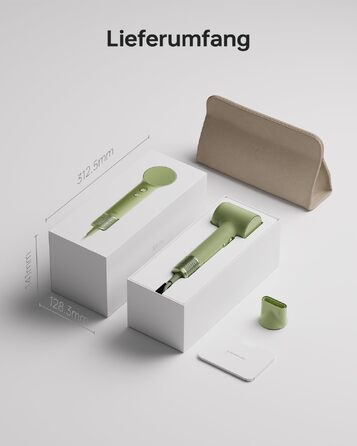 Компактний фен для волосся Laifen Mini, 110 000 об/хв, іонізація, режим для дітей, колір Matcha Green