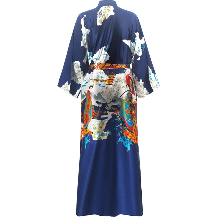 Кимоно халат для жінок, великі розміри, сатин, легкий, японський, плюс сайз, халат-юката (Pagode Kriegsmarine, 3XL)