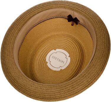 Солом'яний капелюх Stetson Licano Pork Pie з UV-захистом 40+, унісекс, коричневий, розмір L, на весну та літо