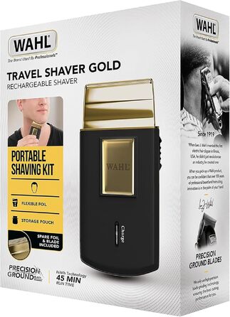Електрична бритва для подорожей Wahl Travel Shaver Gold Edition — акумуляторна компактна машинка для гоління чоловіків, золотиста
