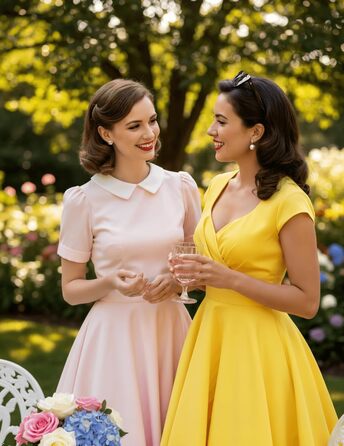 Сукня вінтаж Bbonlinedress 1950-х років ретро коктейльна Rockabilly з V-подібним вирізом, жовта, розмір L