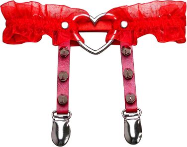 Жіночі шкіряні гетри на стегна, регульовані, з затискачами у формі серця, в стилі панк/готичний, 2 шт. (чорний, білий мереживо)