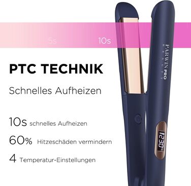 Випрямляч для волосся 2 в 1 PARWIN PRO BEAUTY: стайлер для випрямлення та завивки з нано-титановим покриттям, іонізацією та LCD-дисплеєм (130-230°C)