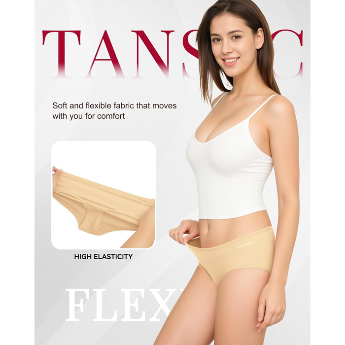 Танстц жіночі труси-сліпи з бавовни, 6 шт. в упаковці, низька посадка, еластичні, дихаючі, чорні (XL)