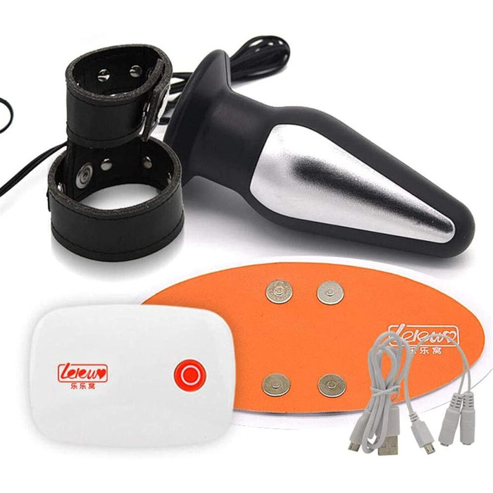 Електростимулятор для дорослих ZTHBYSB SM Folter – комплект з анальним плугом, кільцем для пеніса та пультом дистанційного керування