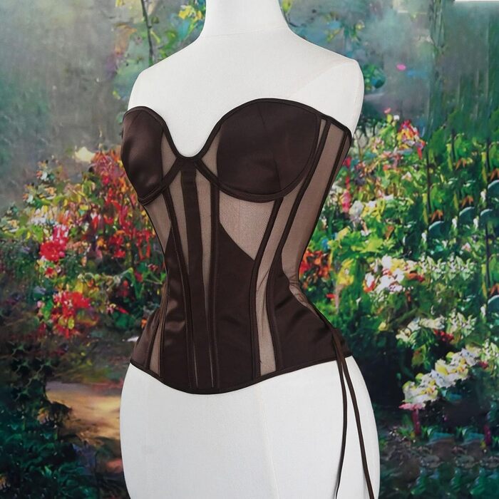 Жіночий корсет-топ готичний корсаж на Хелловін вінтажний корсет середньовічний корсаж корт без рукавів корсет-танк топ стеampunk під грудьми ренесансний корсет для корекції фігури бюстгальтер (кофе, XXL)