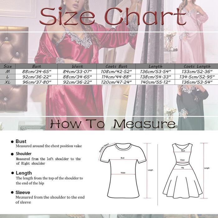 MILAX Халат жіночий, піжама, нічна сорочка, халат-кімоно, комплект, атлас, V-подібний виріз, рожевий, XL